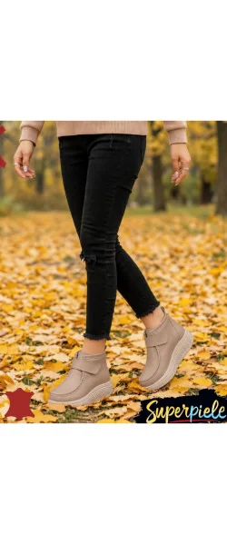 Ghete damă din piele naturală cu închidere tip arici
