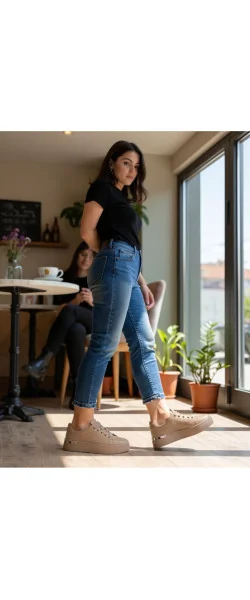 Pantofi casual damă din piele naturală cu talpă groasă