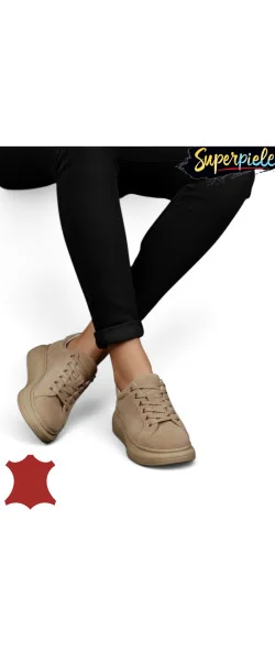 Pantofi damă casual din piele naturală cu talpă groasă