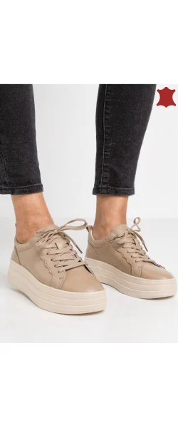 Pantofi casual dama piele naturala cu talpa inalta