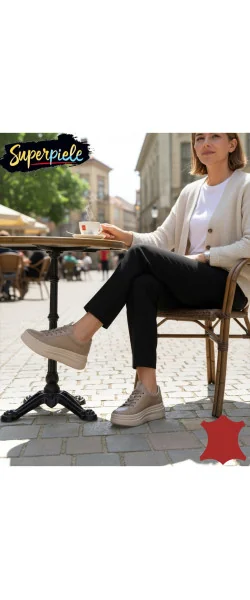 Pantofi casual dama la modă din piele naturala cu talpa groasa