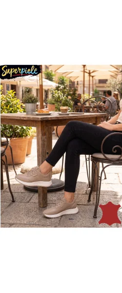 Sneakers din piele naturală – talpă groasă 4 cm
