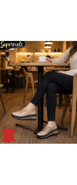 Pantofi casual dama piele naturala cu talpa groasă neagră