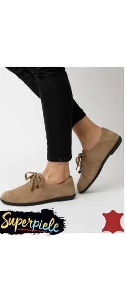 Pantofi Casual din Piele Naturală Întoarsă Cu toc foarte mic de 1,5 cm
