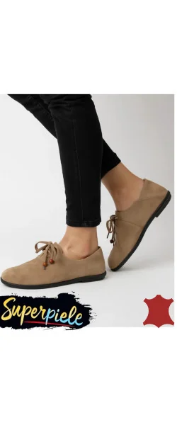 Pantofi Casual din Piele Naturală Întoarsă Cu toc foarte mic de 1,5 cm