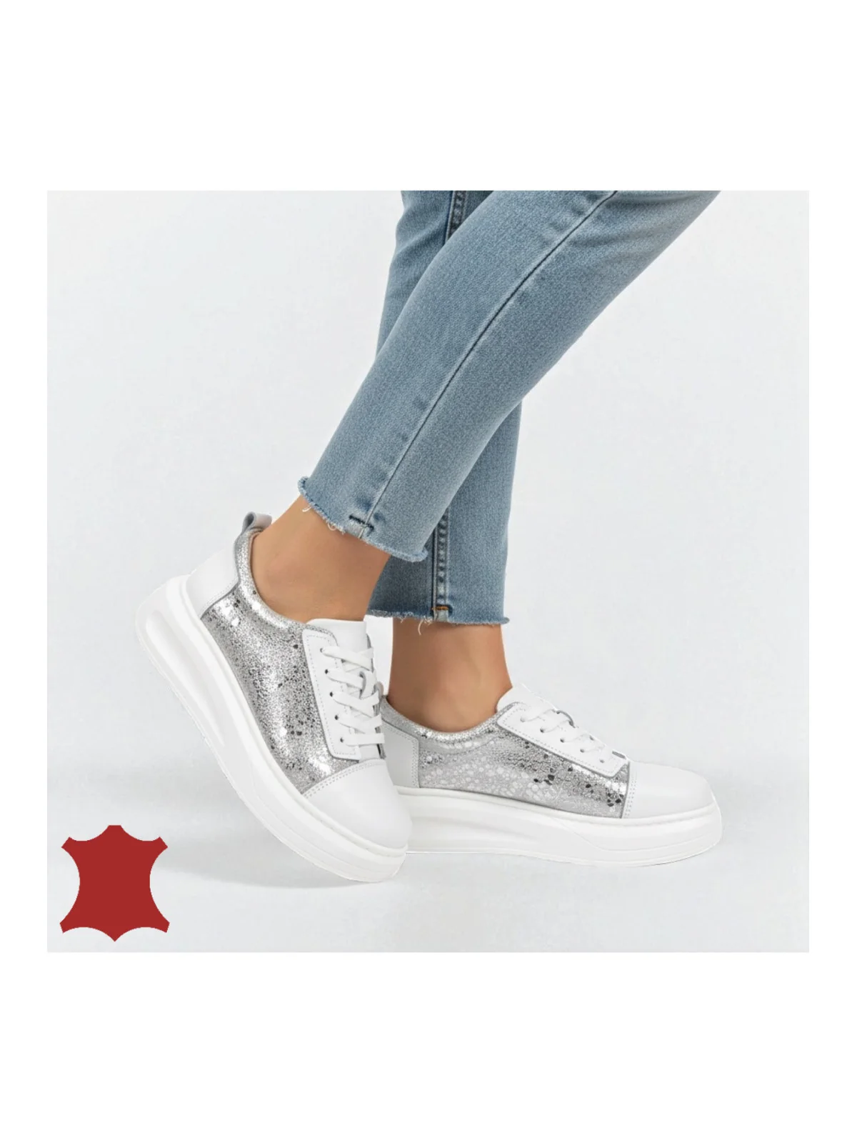 PANTOFI CASUAL DAMĂ DIN PIELE NATURALĂ, CU MODEL LUCIOS