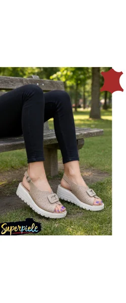 SANDALE DAMĂ DIN PIELE NATURALĂ CU DETALIU TIP CATARAMĂ FRONTALĂ
