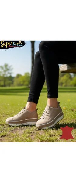 Pantofi casual dama piele naturala cu închidere șireturi ,talpa groasă