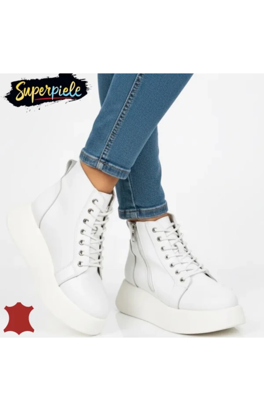 GUNDA Ghete casual din piele pentru femei cu talpă groasă de 5,5 cm