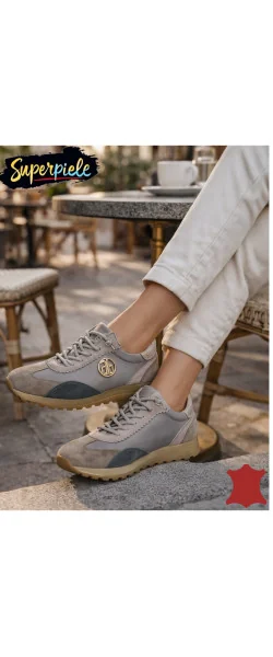 Adidasi damă multicolor din piele naturală cu talpă flexibilă