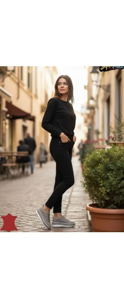 Pantofi casual dama piele naturala cu închidere șireturi ,talpa groasă