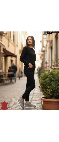 Pantofi casual dama piele naturala cu închidere șireturi ,talpa groasă