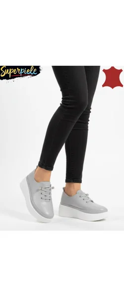 pantofi casual Dama Piele naturală cu talpa înaltă închidere cu șireturi elastice