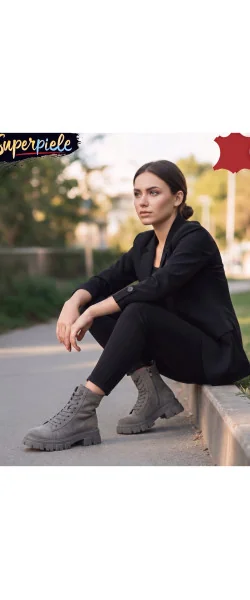 Ghete damă din Piele Naturala cu Toc Gros Pătrat