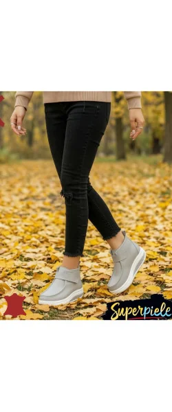 Ghete damă din piele naturală cu închidere tip arici