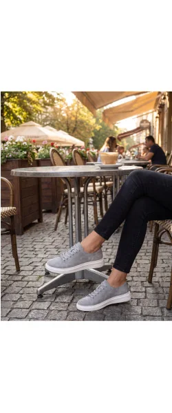 Sneakers din piele întoarsă naturală – talpă ușoară 3 cm