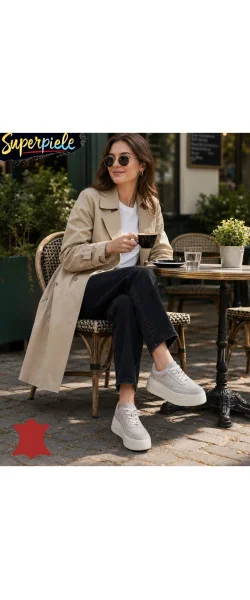 Sneakers dama comozi din piele naturală cu talpă înaltă