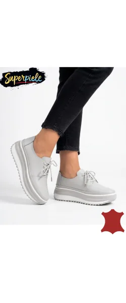 Pantofi casual dama piele naturală cu platformă