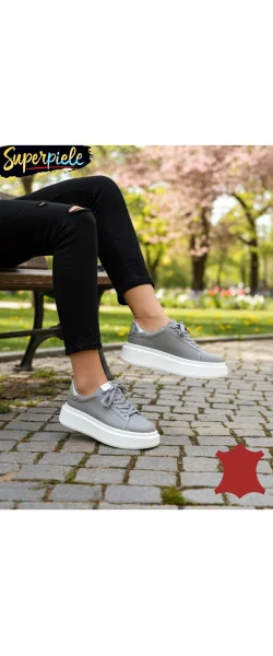 Pantofi casual dama piele naturala ,căptușiți cu inchidere sireturi și talpă înaltă