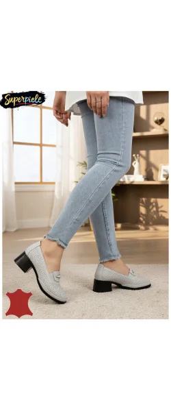 PANTOFI ELEGANTI DIN PIELE NATURALA CU TOC MIC Gros