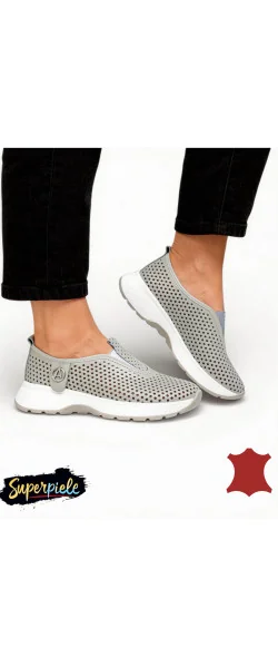 Pantofi casual dama piele naturala perforati cu talpa flexibila