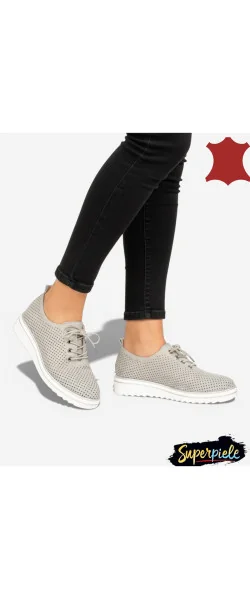 Pantofi casual damă Piele Naturala Perforați Cu Sireturi