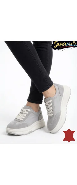 Pantofi casual dama piele naturala intoarsa ,cu talpa groasă Inchidere siret