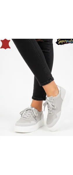 Pantofi casual din piele pentru femei cu șireturi F002-459