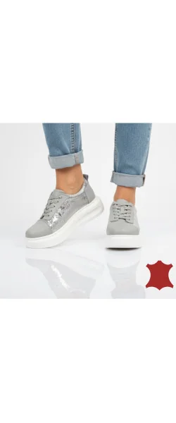 PANTOFI CASUAL DAMĂ DIN PIELE NATURALĂ, CU MODEL LUCIOS