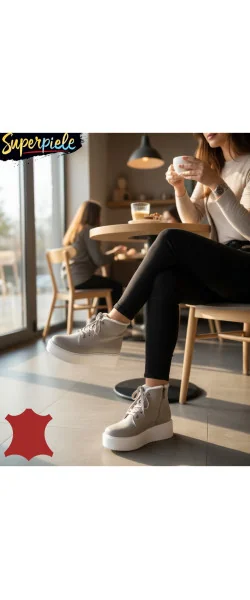 GUNDA Ghete casual din piele pentru femei cu talpă groasă de 5,5 cm
