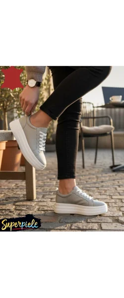 Pantofi casual dama piele naturala cu talpa inalta