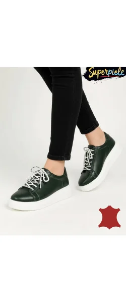 Pantofi casual piele naturala cu varf rotund Si talpa alba