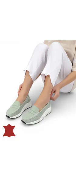 Mocasini damă piele naturală cu platformă înaltă
