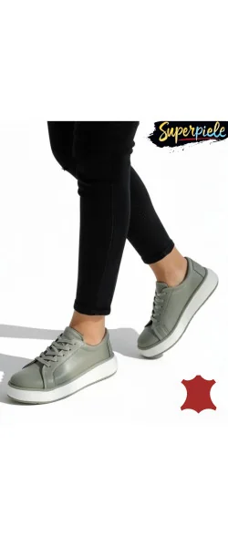 Sneakers dama casual din piele naturala cu inchidere siret ,talpa groasă