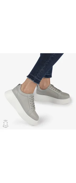 Pantofi casual piele naturala cu talpa inalta CRL881 Beige Leather