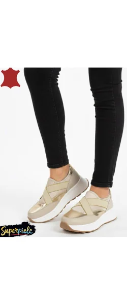 pantofi casual dama din piele naturală fără Siret cu elastici