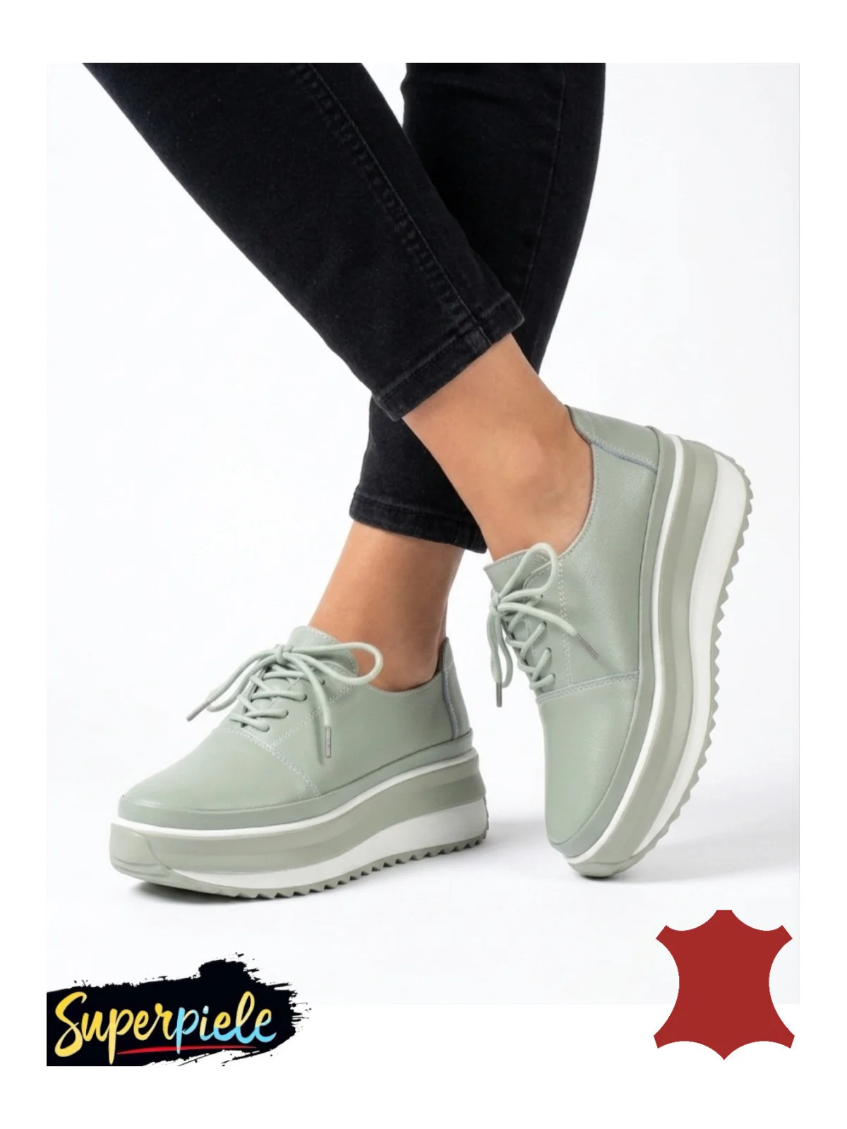 Pantofi casual dama piele naturală cu platformă