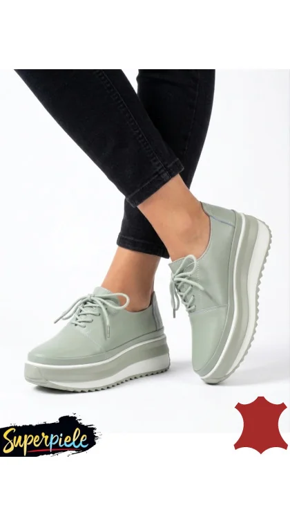Pantofi casual dama piele naturală cu platformă