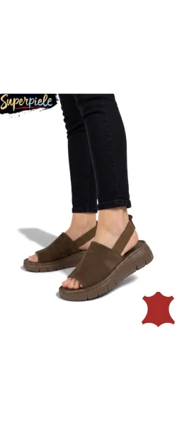 Sandale damă moderne din piele naturală cu elastic și talpă groasă