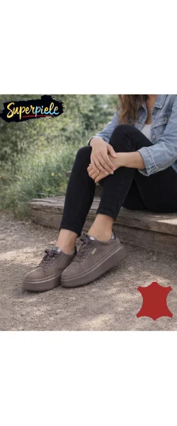 Ghete casual dama piele naturala intoarsa cu talpa groasa de 5 cm