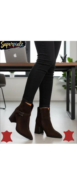 Botine Damă Tip Ciocate din Piele Naturală Întoarsă