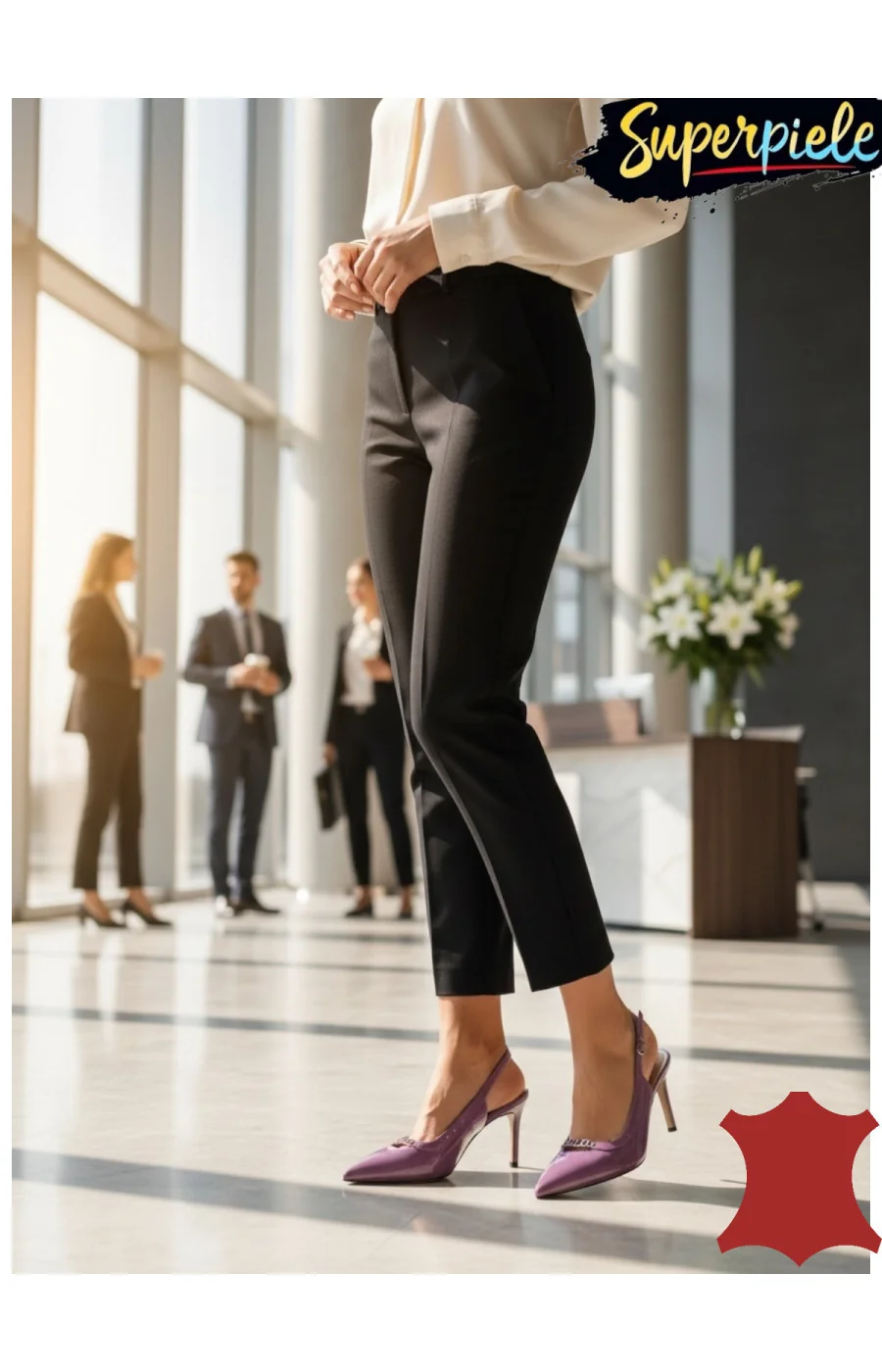 Pantofi eleganți decupați din piele naturală lăcuită cu vârf ascuțit