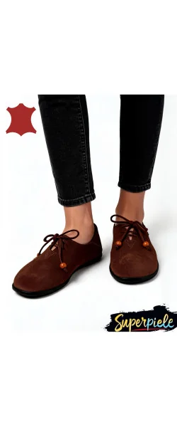 Pantofi Casual din Piele Naturală Întoarsă Cu toc foarte mic de 1,5 cm