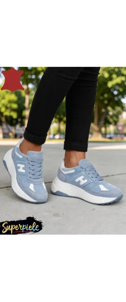 Sneakers Damă la modă din Piele Naturală cu Talpă groasă