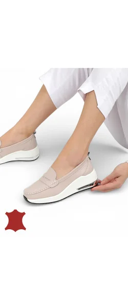 Mocasini damă piele naturală cu platformă înaltă