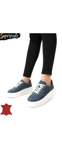 Sneakers dama comozi din piele naturală cu talpă înaltă