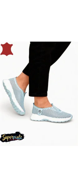 Pantofi casual dama piele naturala perforati cu talpa flexibila