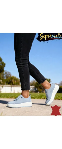 Pantofi casual damă din piele întoarsă naturală cu talpă groasă