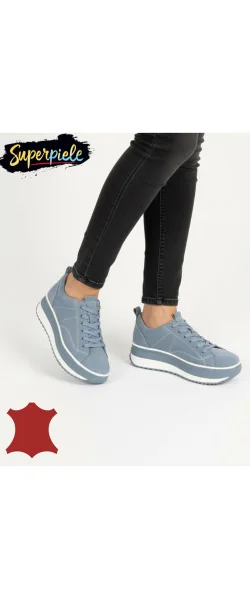 Pantofi casual dama piele naturala cu închidere șireturi ,talpa groasă