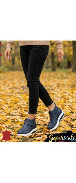 Ghete damă din piele naturală cu închidere tip arici